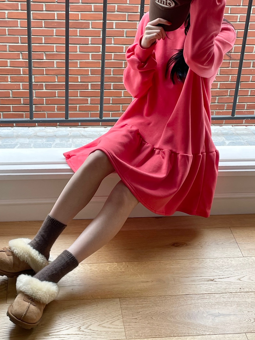 裏起毛ギャザーフレアヘムスウェットワンピース | 詳細画像7