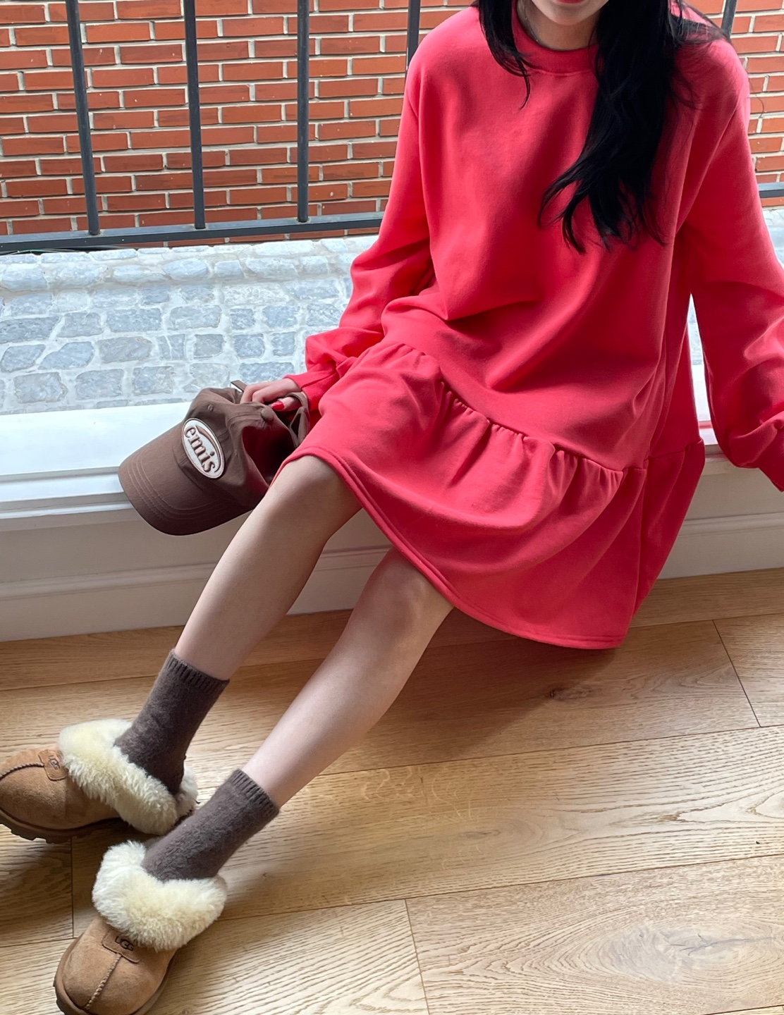 裏起毛ギャザーフレアヘムスウェットワンピース | 詳細画像8