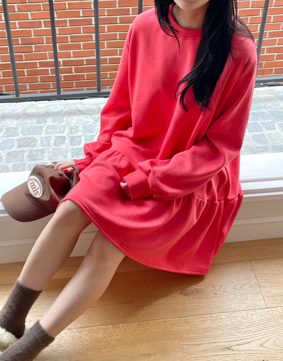 裏起毛ギャザーフレアヘムスウェットワンピース | 詳細画像9