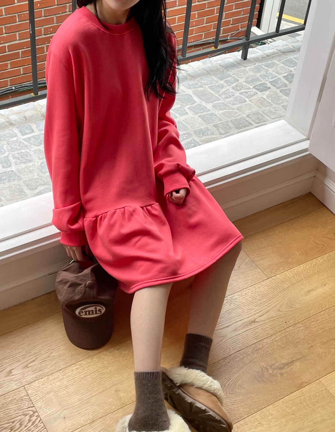 裏起毛ギャザーフレアヘムスウェットワンピース | 詳細画像11