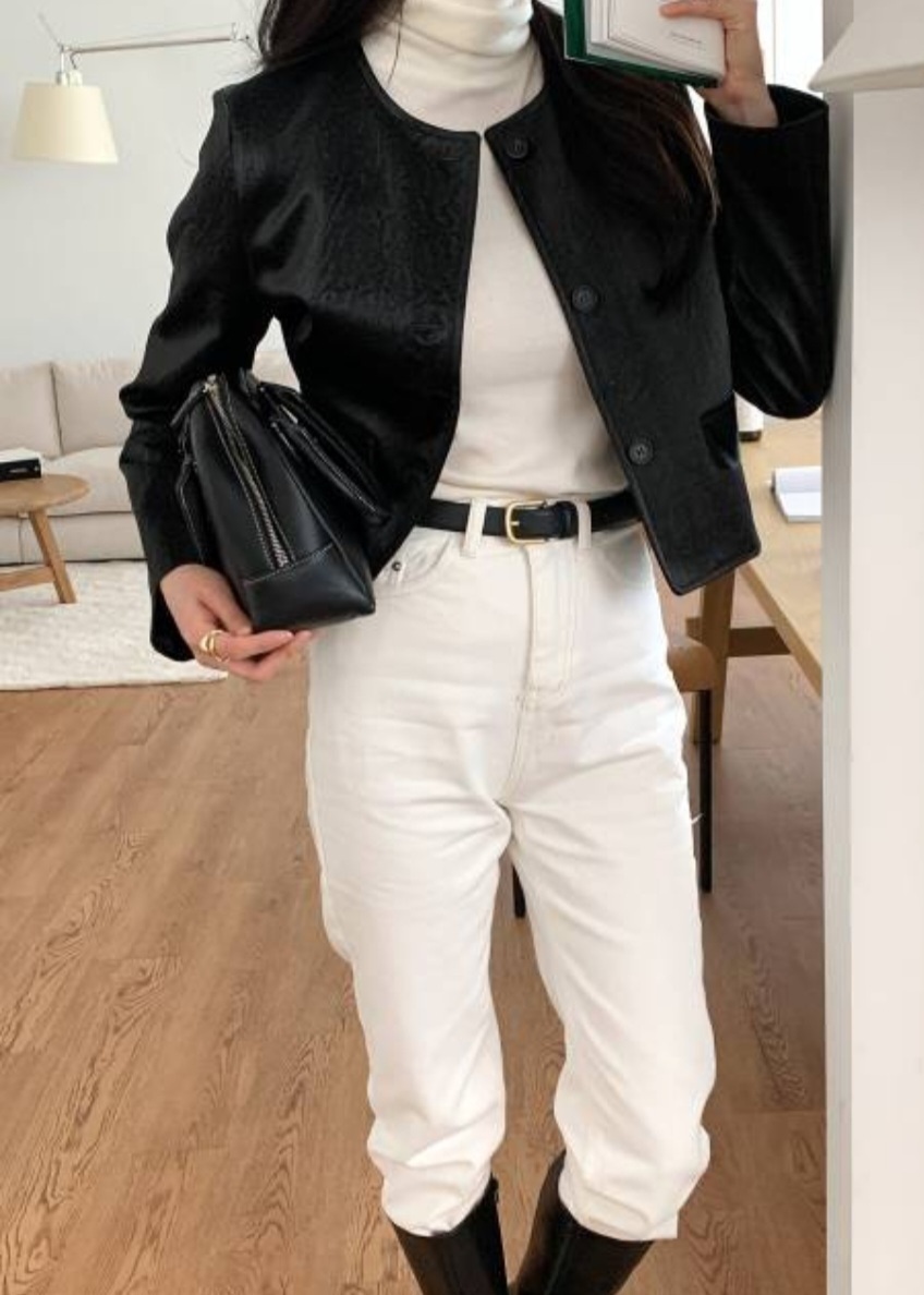 クラックレザー調ノーカラージャケット | 詳細画像2