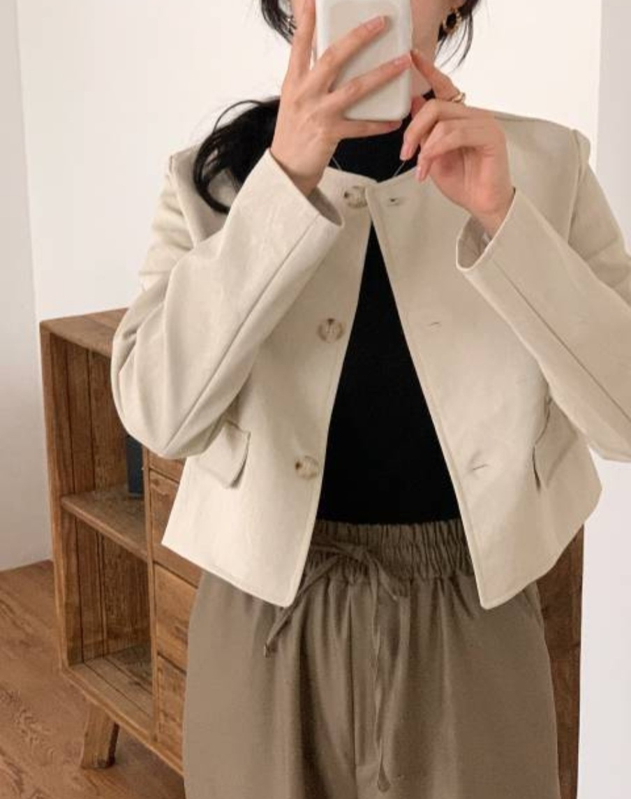 クラックレザー調ノーカラージャケット | 詳細画像6