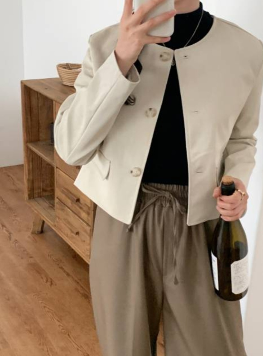 クラックレザー調ノーカラージャケット | 詳細画像7