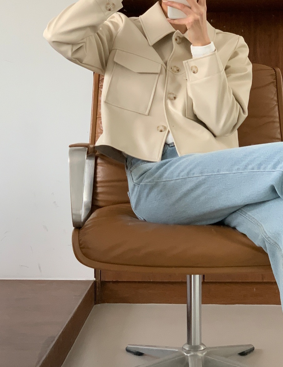 フラップツーポケットレザー調ジャケット | 詳細画像4