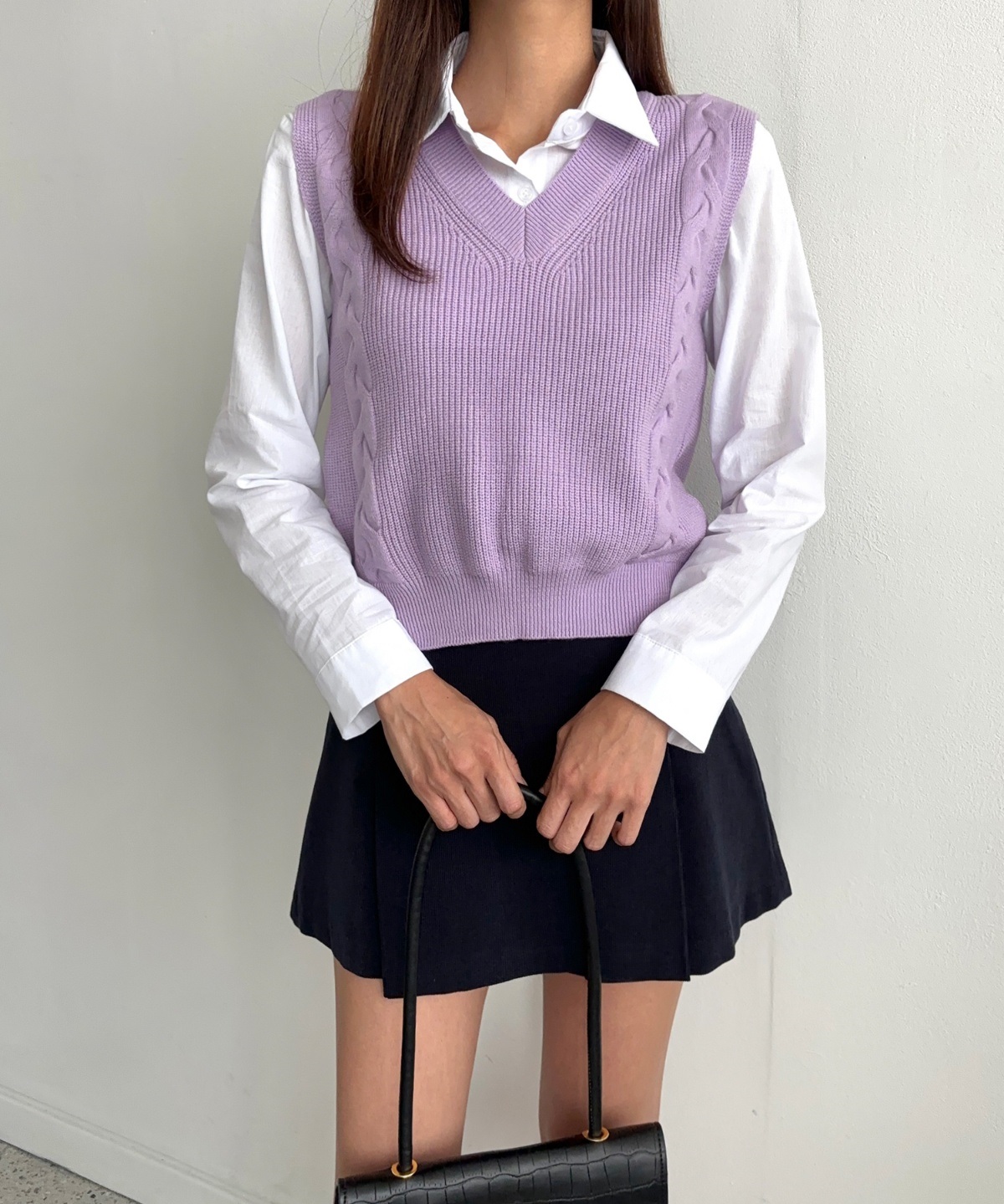 大きいサイズ】サイドスリットケーブルベスト [品番：ITKW0023141