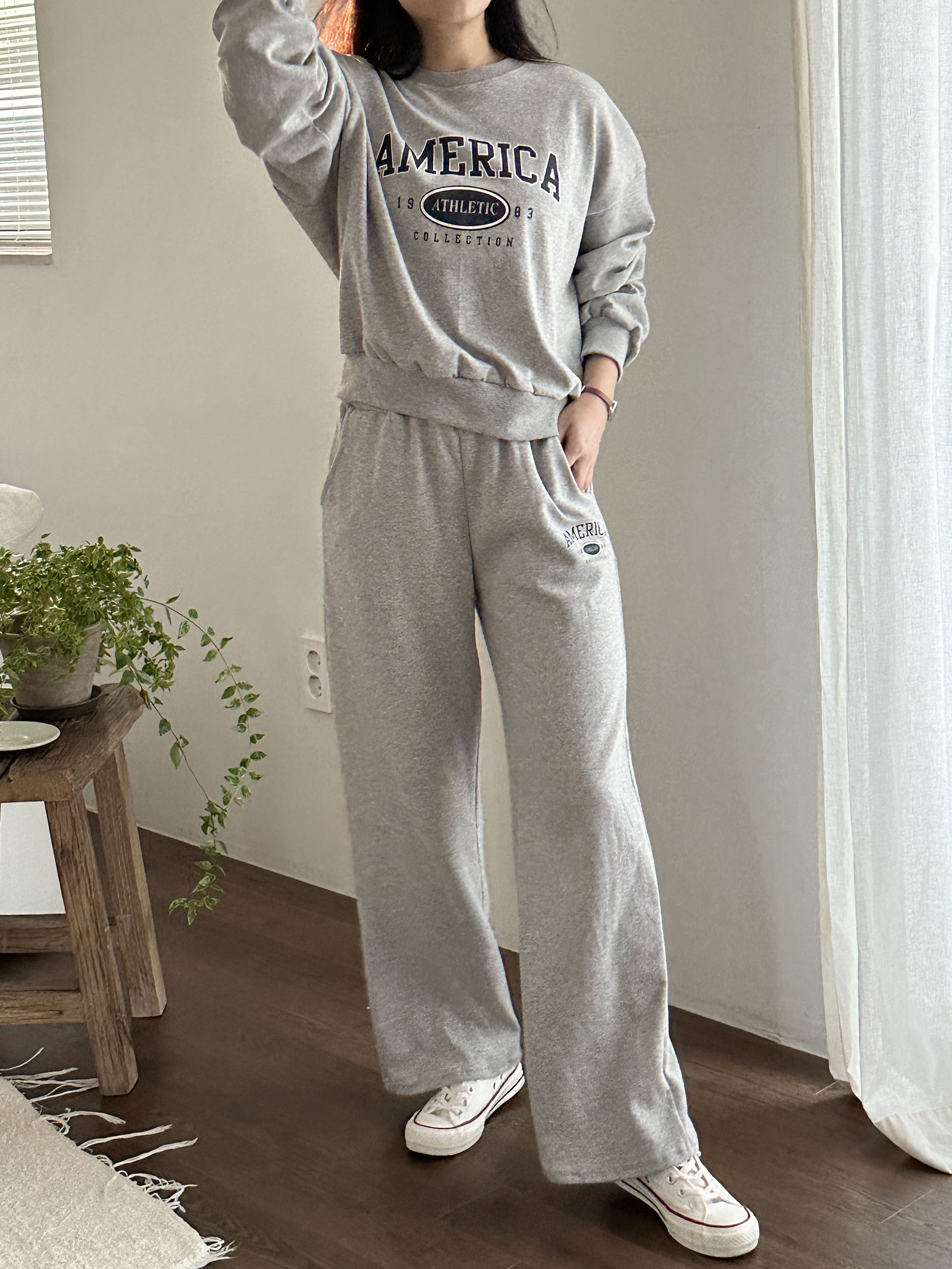 AMERICAロゴスウェット&ワイドパンツSET | 詳細画像3
