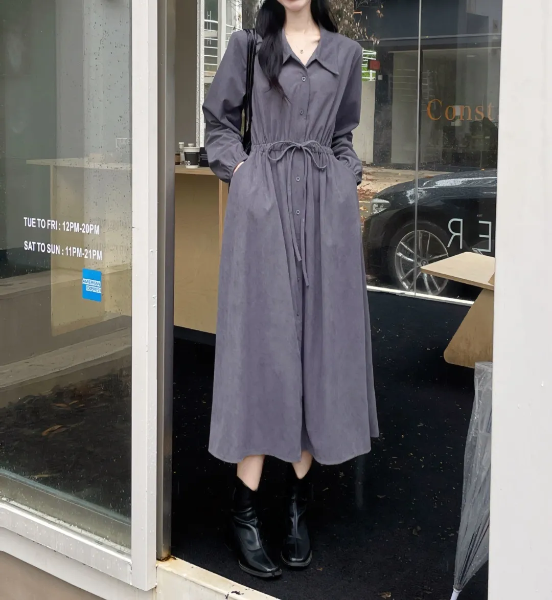 ドロストコーデュロイシャツワンピース | 詳細画像1