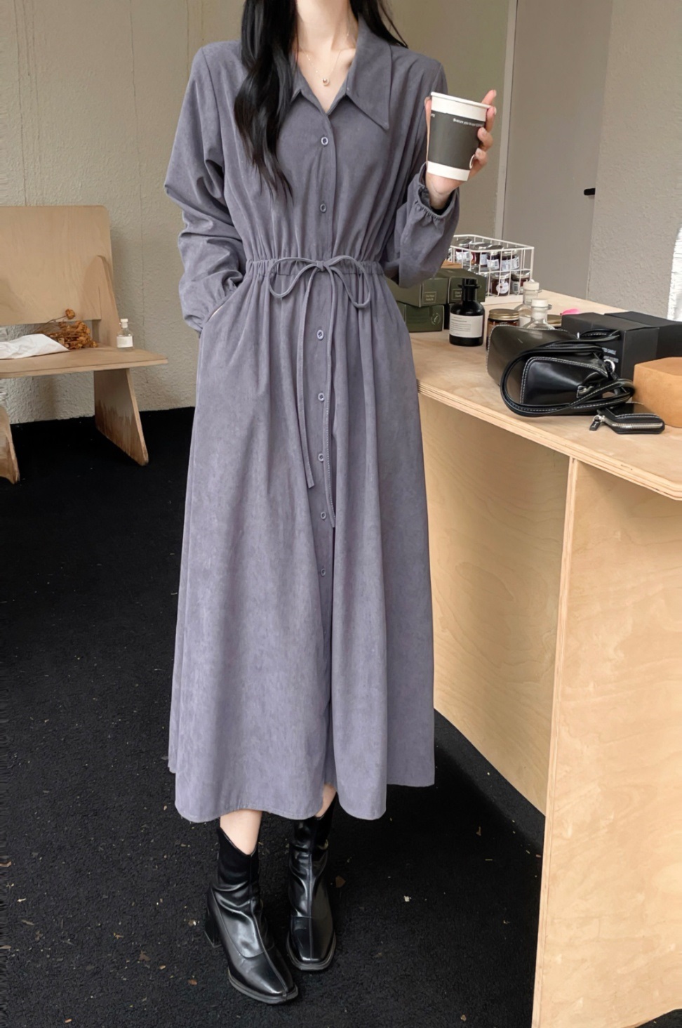 ドロストコーデュロイシャツワンピース | 詳細画像2