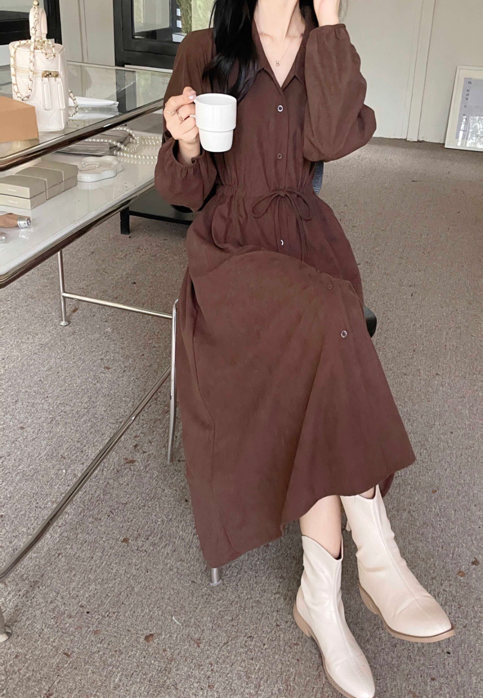 ドロストコーデュロイシャツワンピース | 詳細画像8