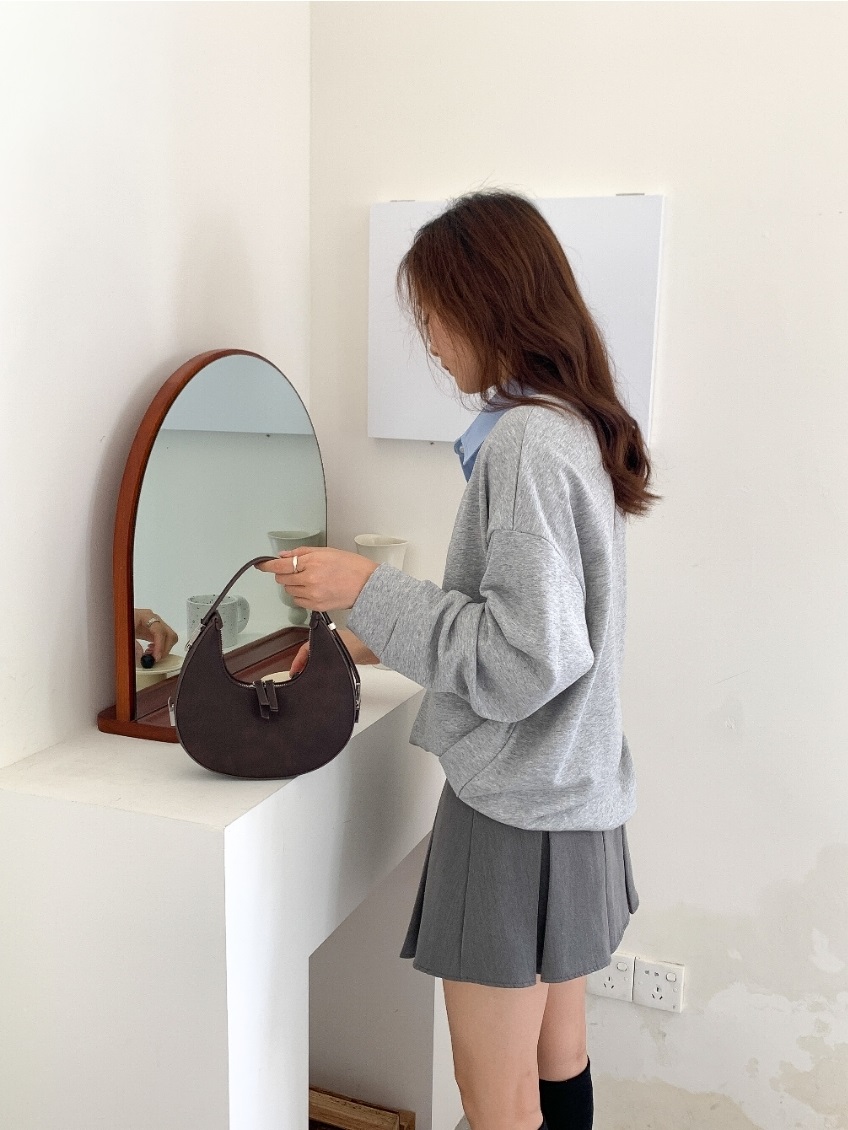 シルバーバックルスエード調ハーフムーンバッグ | 詳細画像7