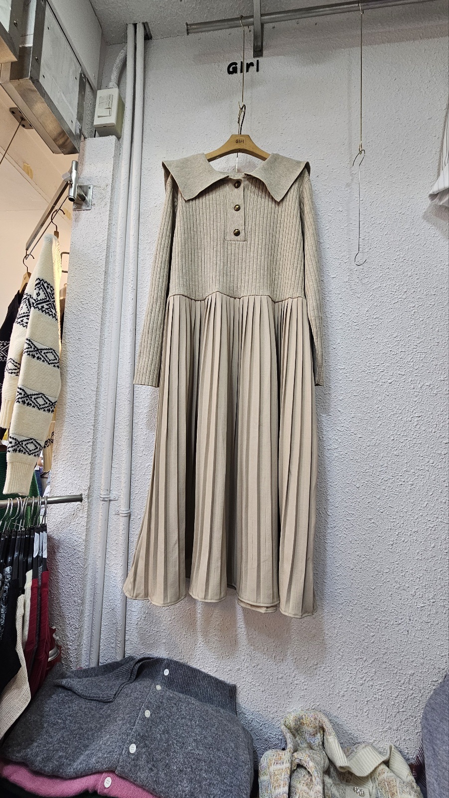 ウール混セーラーハーフボタンプリーツドッキングワンピース | 詳細画像9