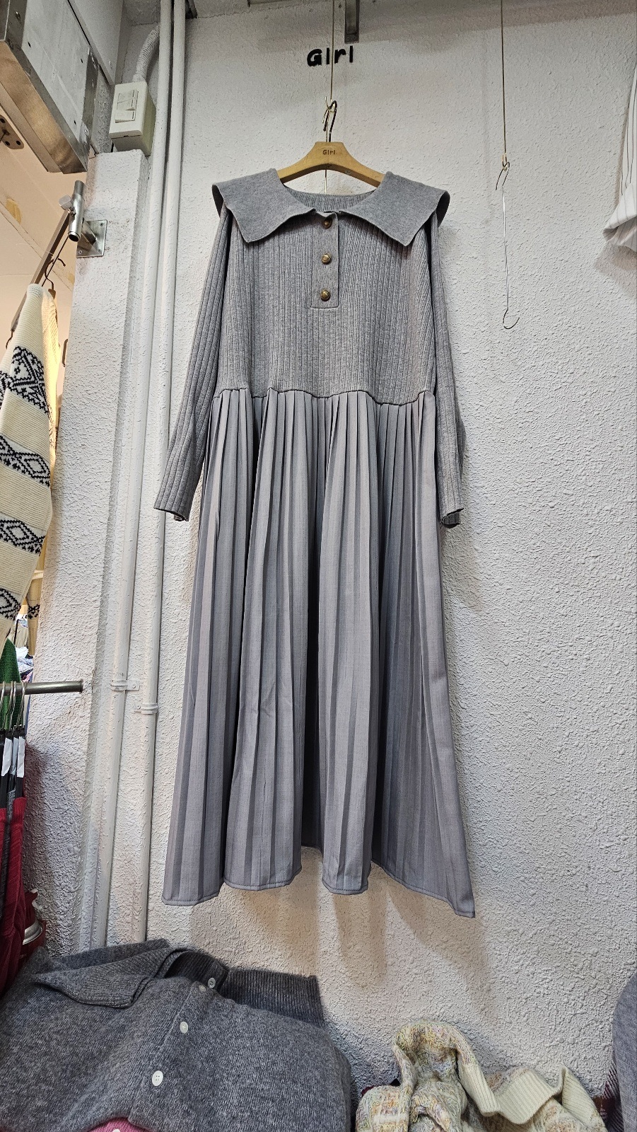 ウール混セーラーハーフボタンプリーツドッキングワンピース | 詳細画像10