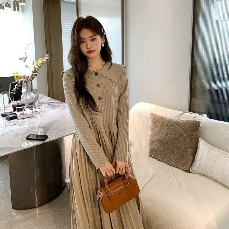 ウール混セーラーハーフボタンプリーツドッキングワンピース | 詳細画像6