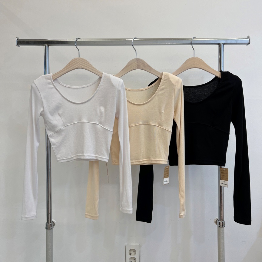 ダーツラインクロップドUネックTシャツ | 詳細画像9