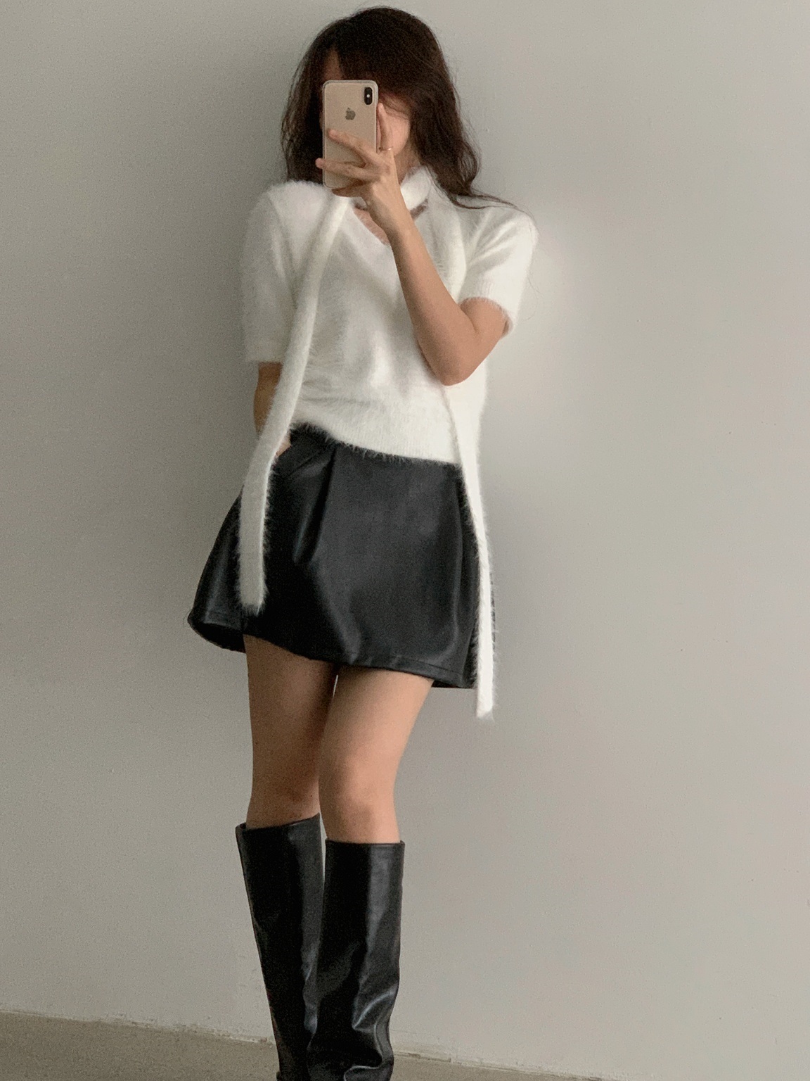 パンツ裏地レザー調タックミニAラインスカート | 詳細画像20