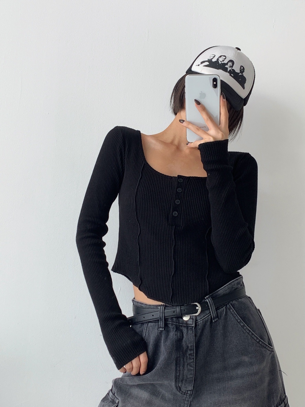 ヘンリーネックラインリブTシャツ | 詳細画像9
