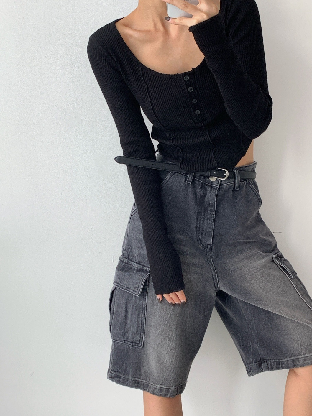 ヘンリーネックラインリブTシャツ | 詳細画像10