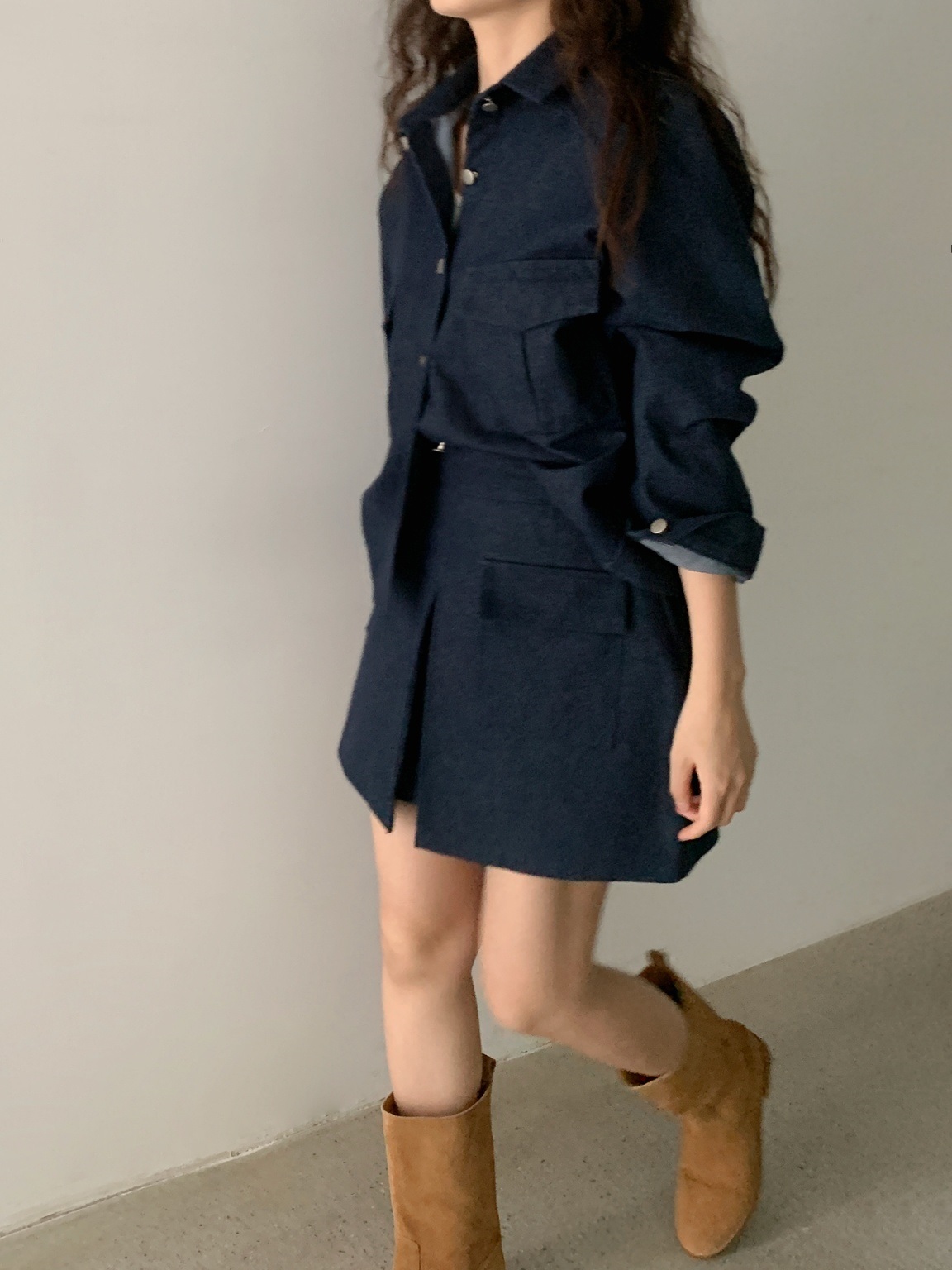 ポケットラグランデニムシャツ&スカートショートパンツSET | 詳細画像2