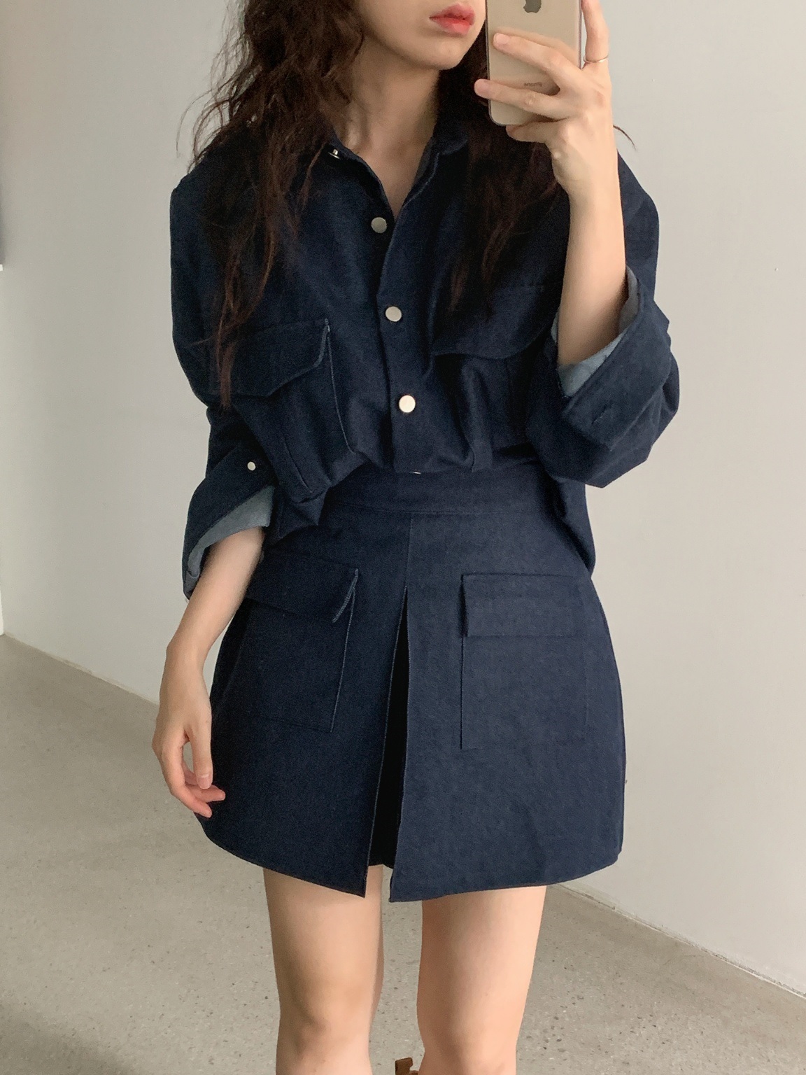 ポケットラグランデニムシャツ&スカートショートパンツSET | 詳細画像6