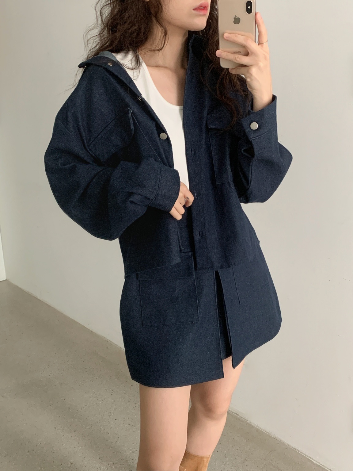 ポケットラグランデニムシャツ&スカートショートパンツSET | 詳細画像12