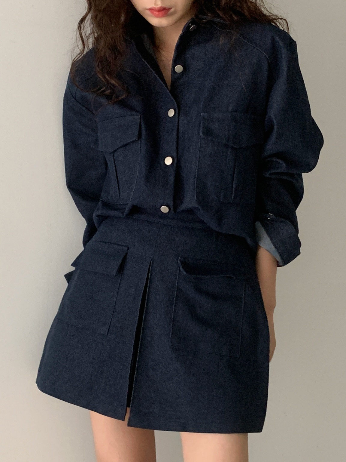 ポケットラグランデニムシャツ&スカートショートパンツSET | 詳細画像13