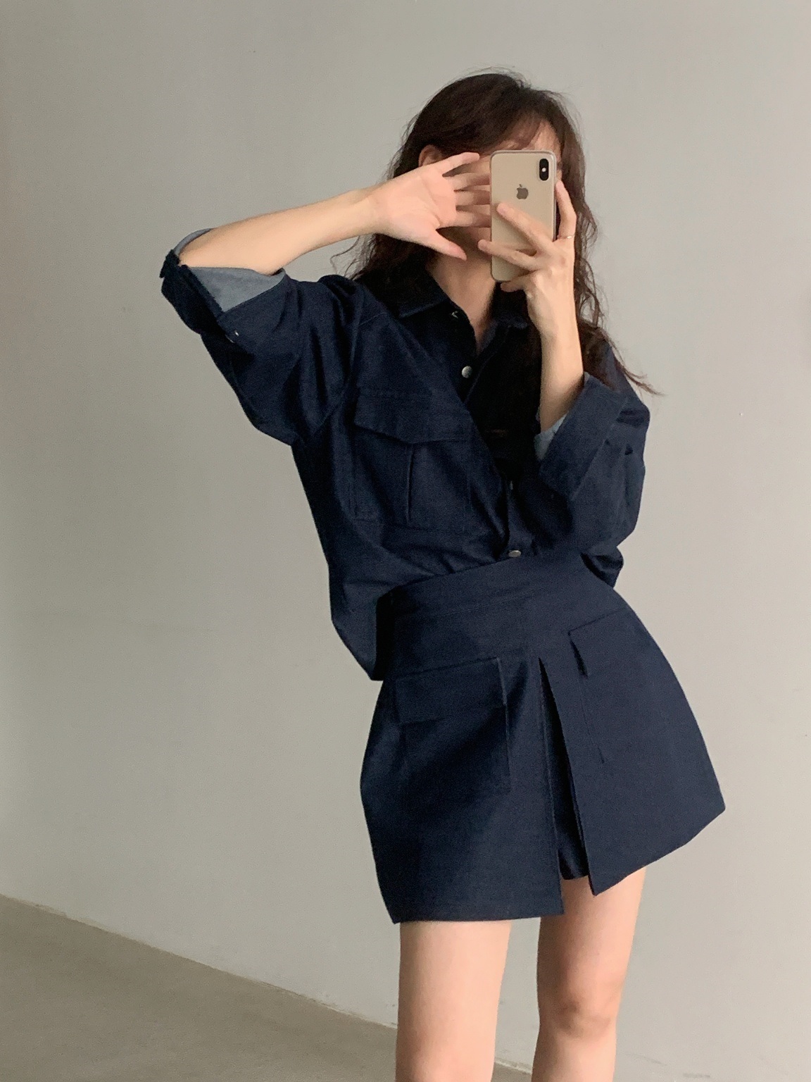 ポケットラグランデニムシャツ&スカートショートパンツSET | 詳細画像16