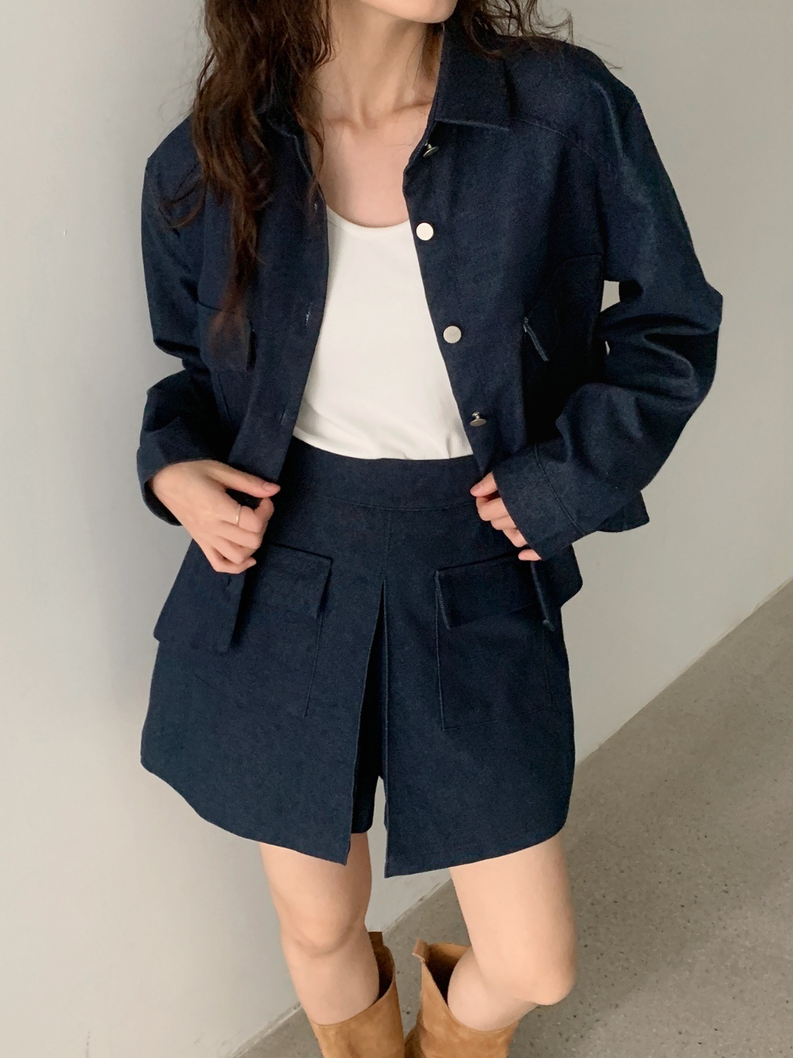 ポケットラグランデニムシャツ&スカートショートパンツSET | 詳細画像17