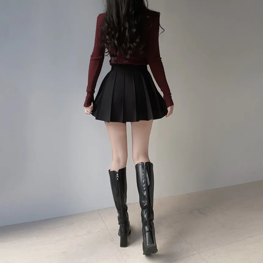 ハイウエストプリーツミニAラインスカート | mirangmirang | 詳細画像5