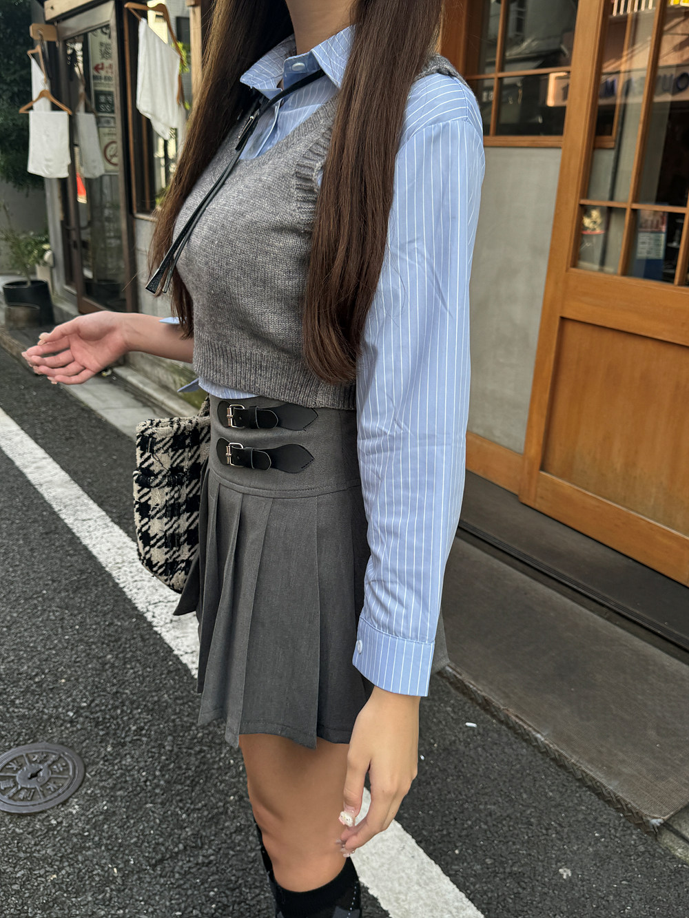パンツ裏地ベルトプリーツスカート | 詳細画像10
