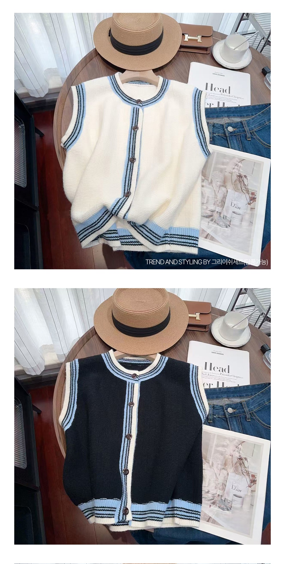 ウール混配色ラウンドボタンニットベスト | 詳細画像6