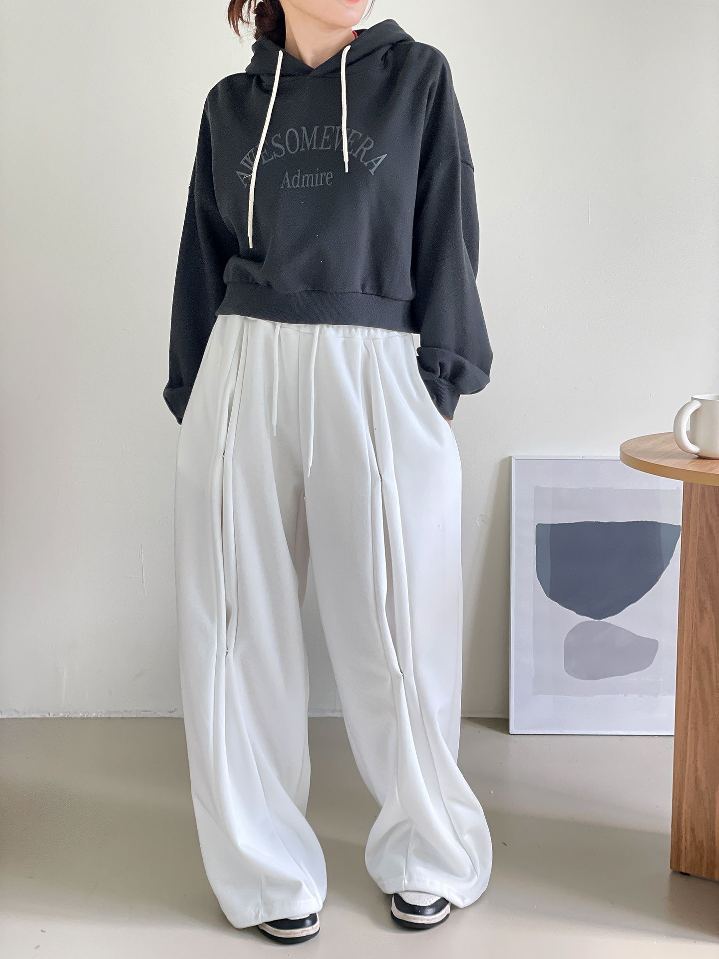 ドロストボタンタックワイドスウェットパンツ | 詳細画像10