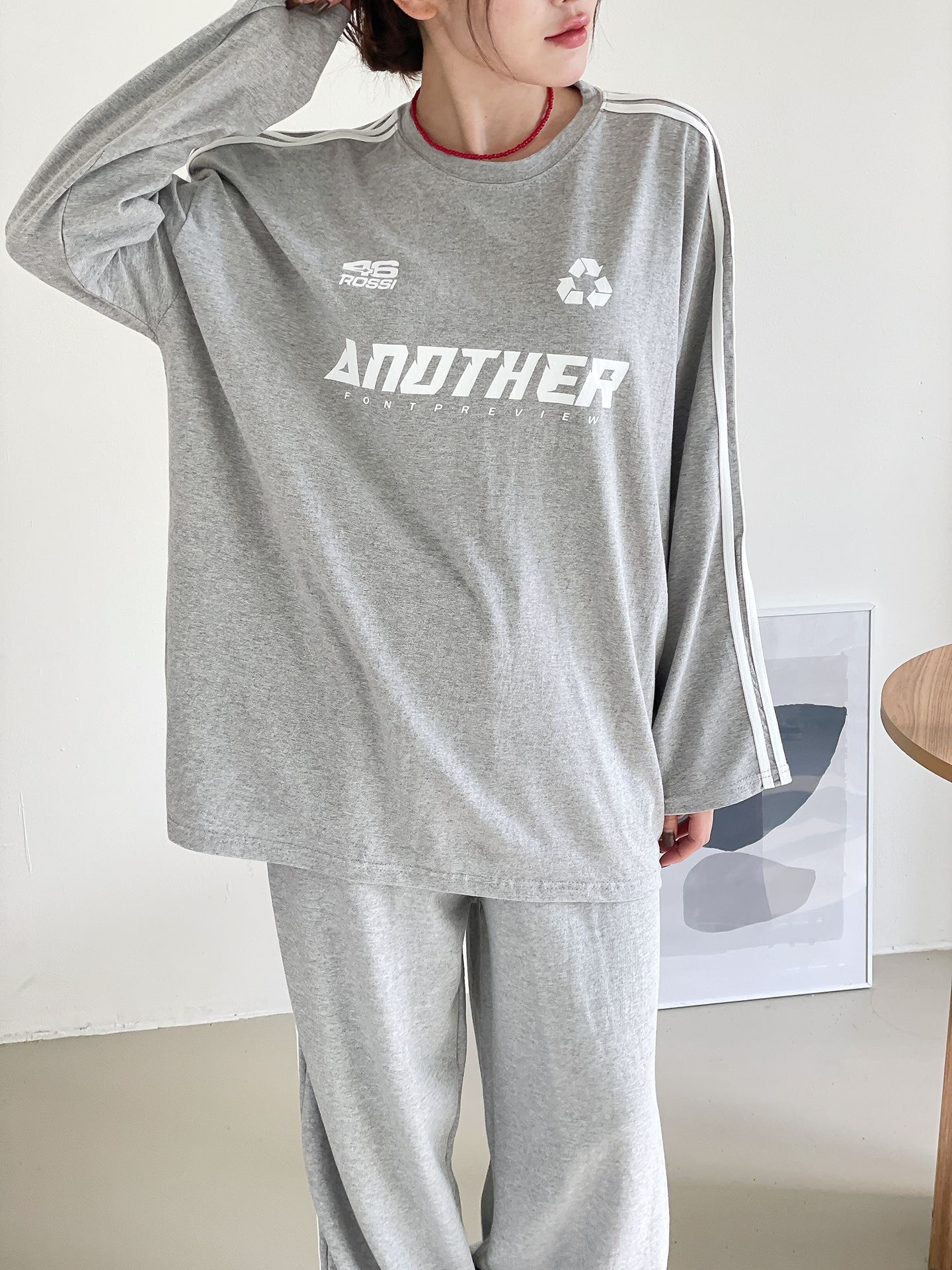 ロゴ配色ルーズTシャツ&2WAYドロストパンツSET | 詳細画像7