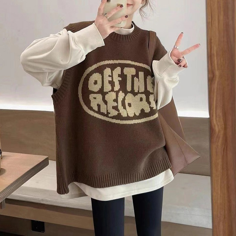 オーバルレタリングルーズニットベスト | 詳細画像3