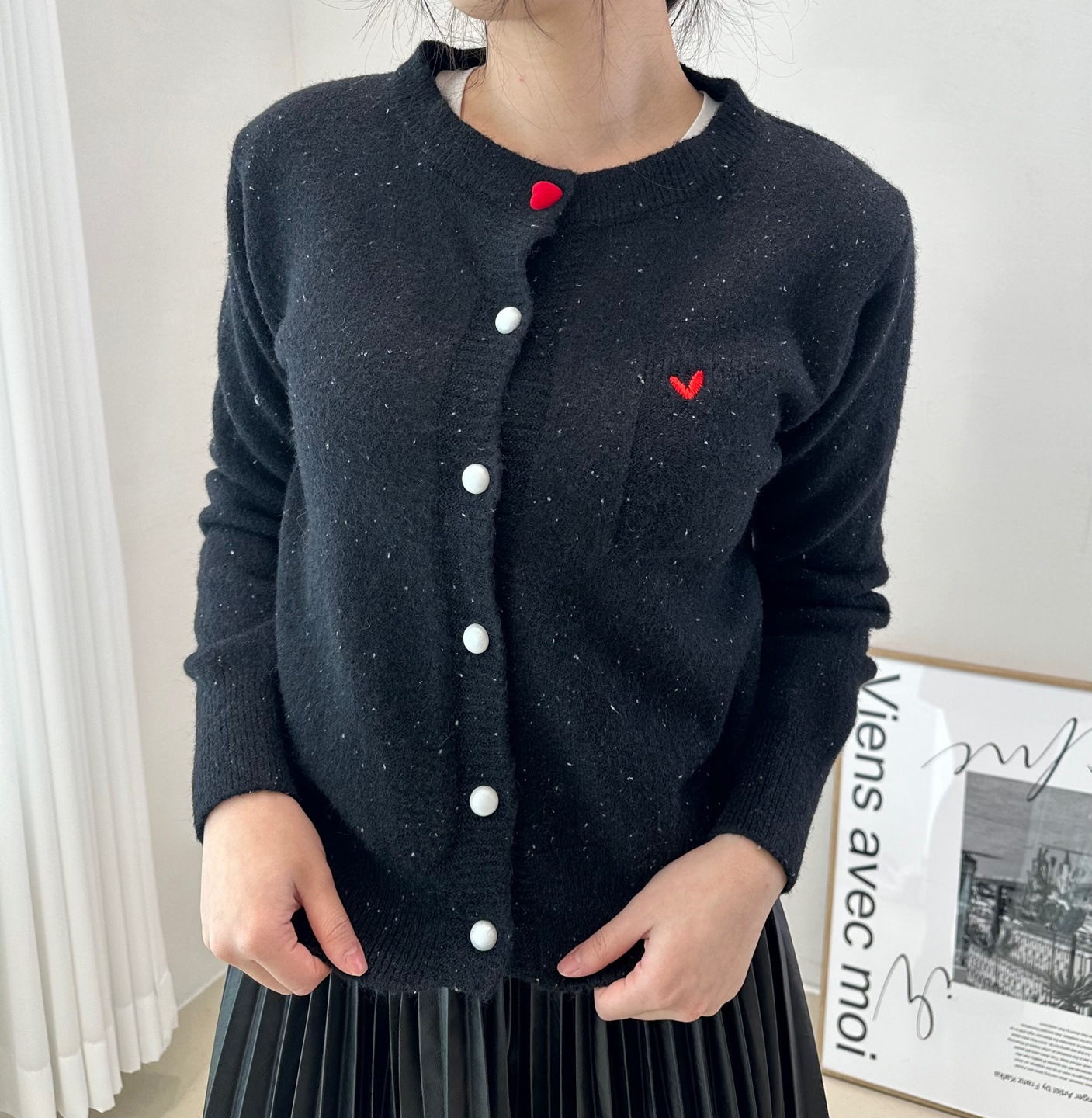 ハート刺繍ポケットカラーミックスカーディガン | 詳細画像6