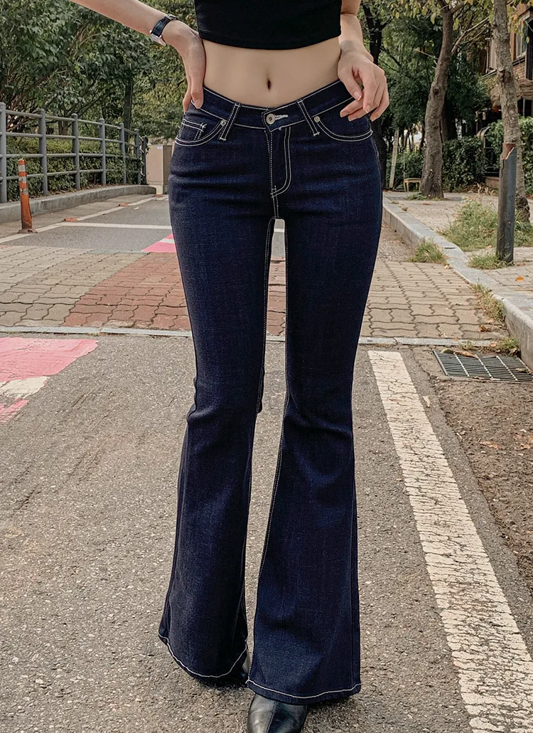 ホワイトステッチローライズフレアデニムパンツ | highclassic | 詳細画像1