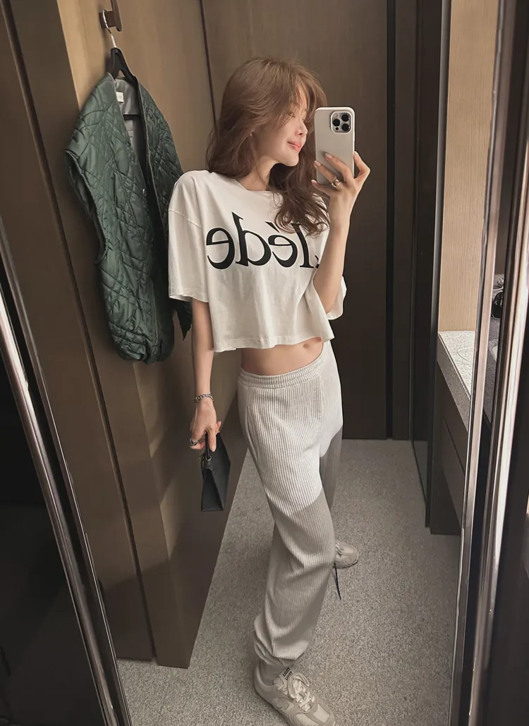 Cledeクロップド半袖Tシャツ | partysu | 詳細画像1