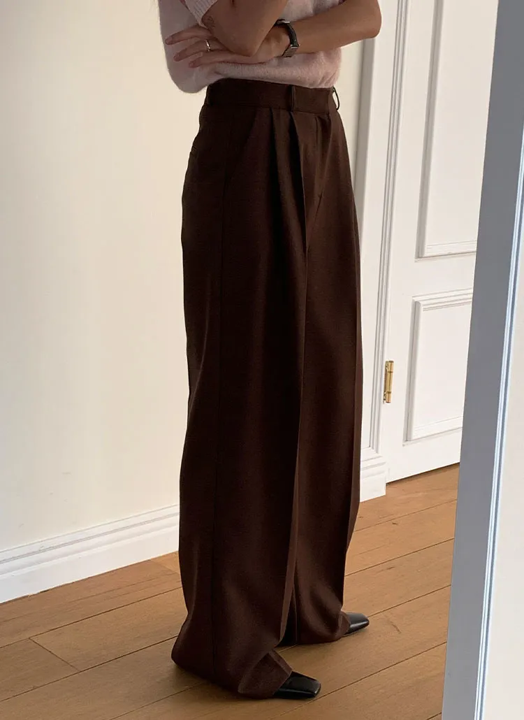 ツータックルーズワイドパンツ(brown) | Unique luce | 詳細画像1