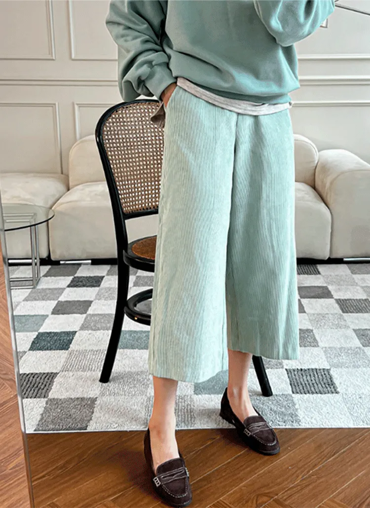 コーデュロイクロップドワイドパンツ | byhans | 詳細画像1