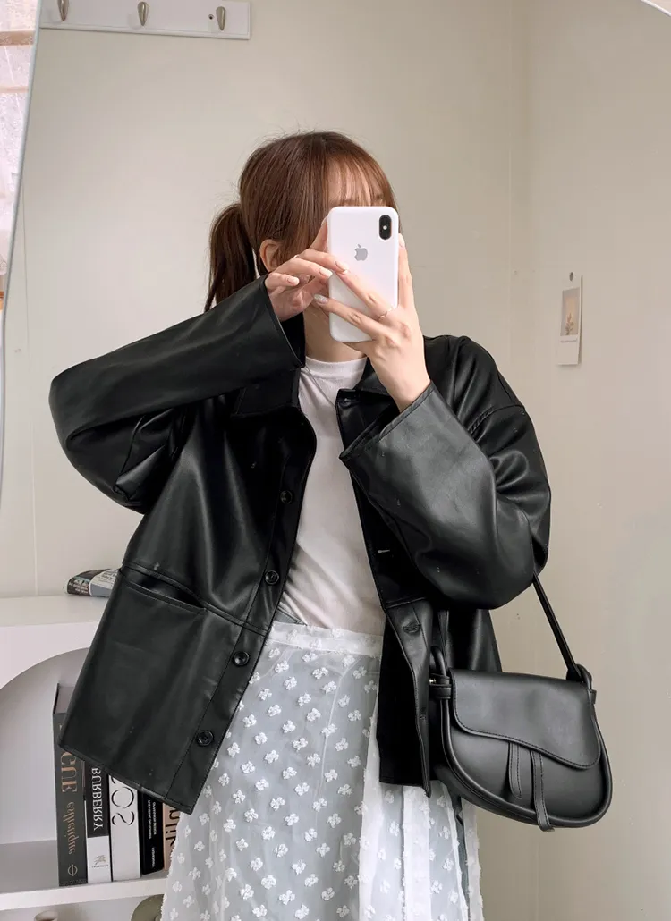 レザー調スラッシュポケットカラージャケット | VINT THE VIN | 詳細画像1