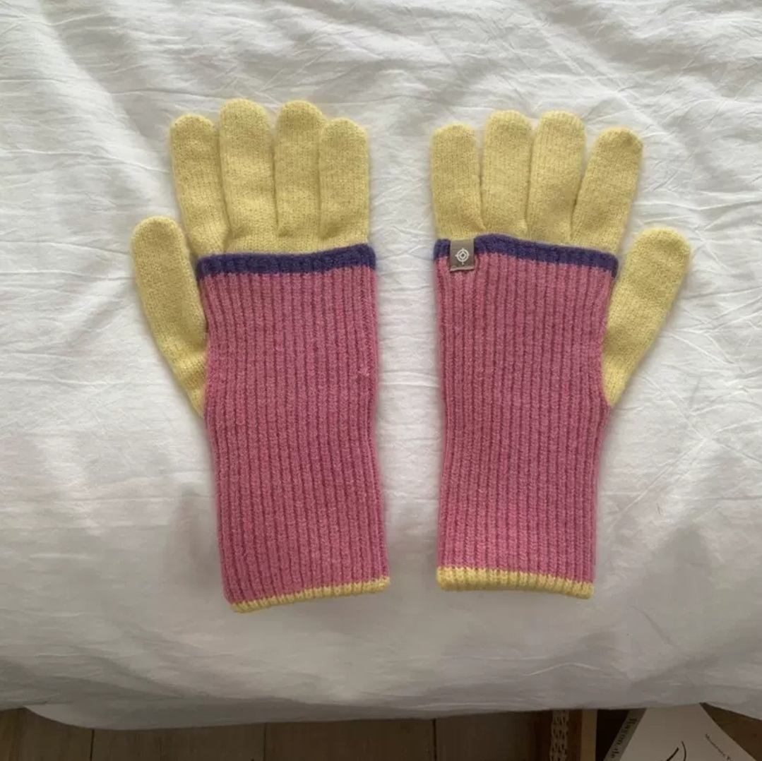 *スマホ対応*モヘア混配色レイヤード風ニット手袋 | 詳細画像7