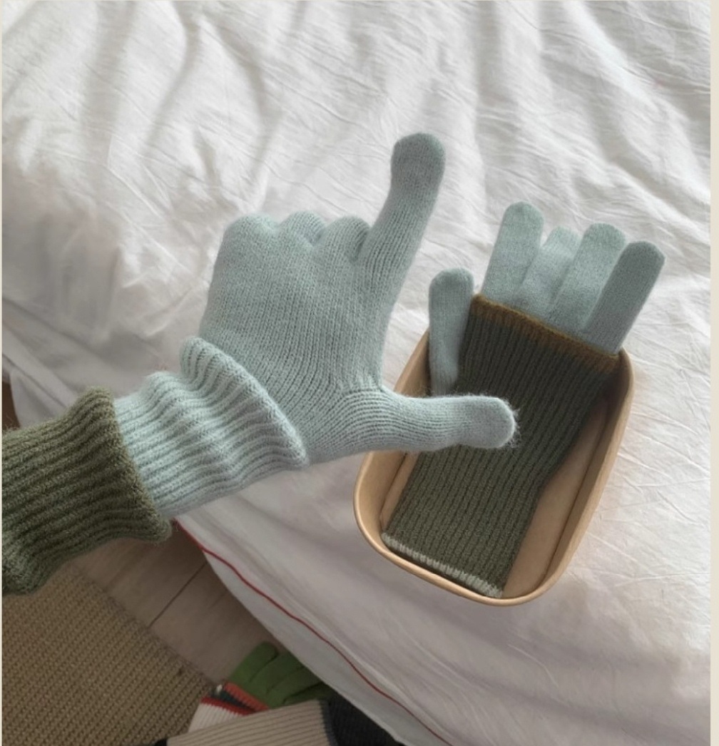 *スマホ対応*モヘア混配色レイヤード風ニット手袋 | 詳細画像13