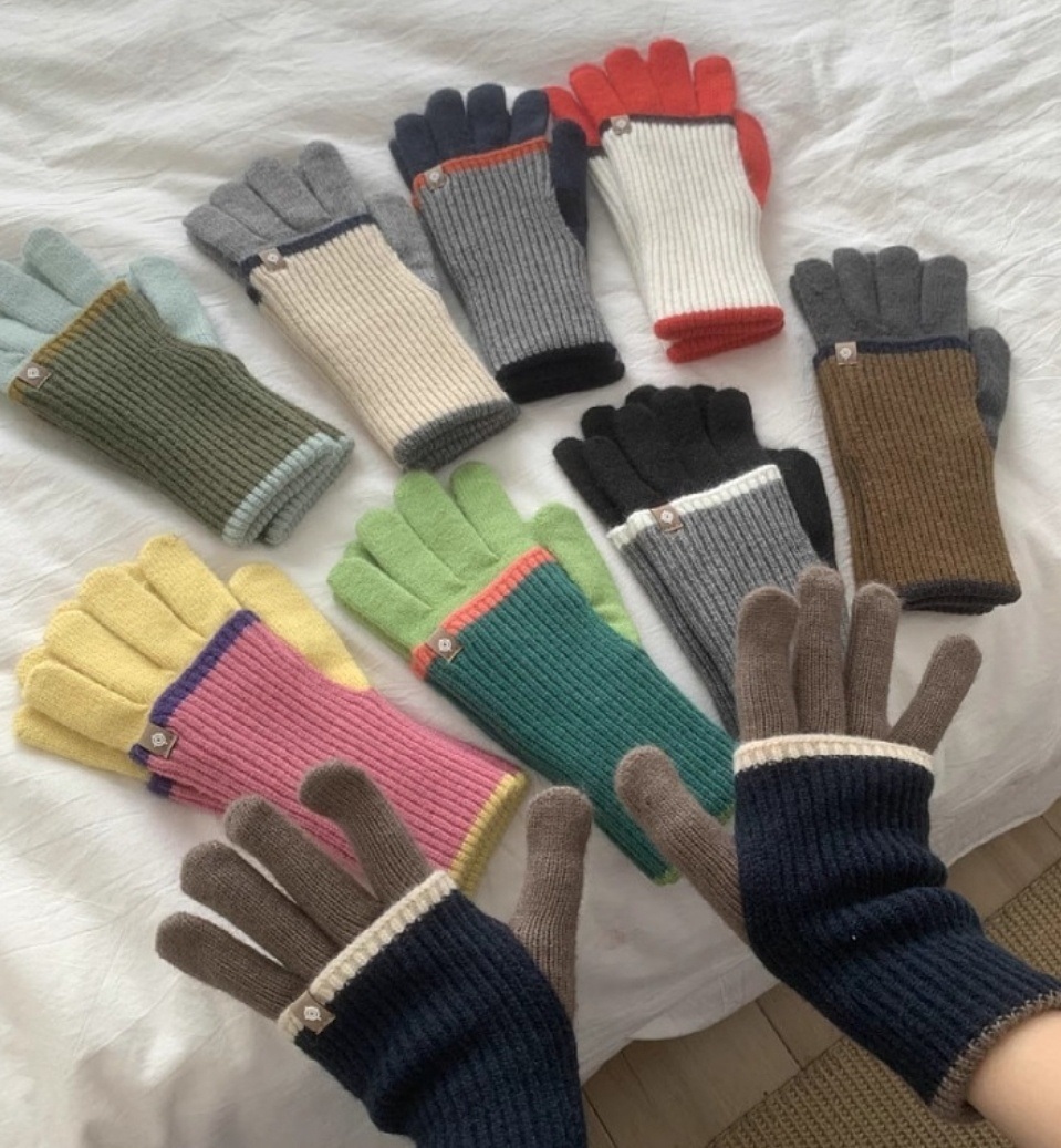 *スマホ対応*モヘア混配色レイヤード風ニット手袋 | 詳細画像15