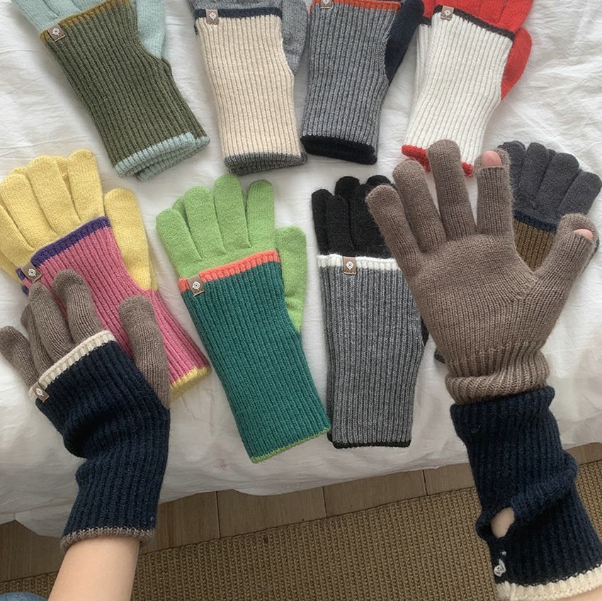 *スマホ対応*モヘア混配色レイヤード風ニット手袋 | 詳細画像16