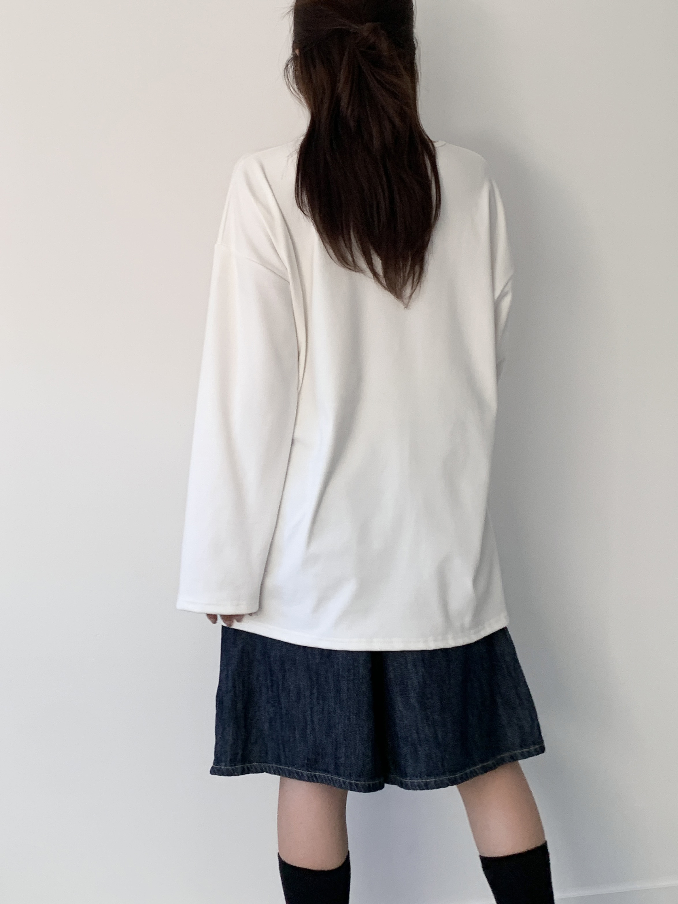 両起毛UネックルーズスリットTシャツ | 詳細画像9