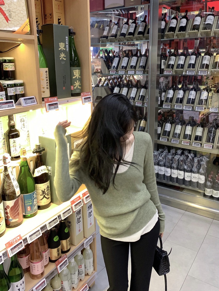 配色レイヤード調Vネックリブニット | 詳細画像3