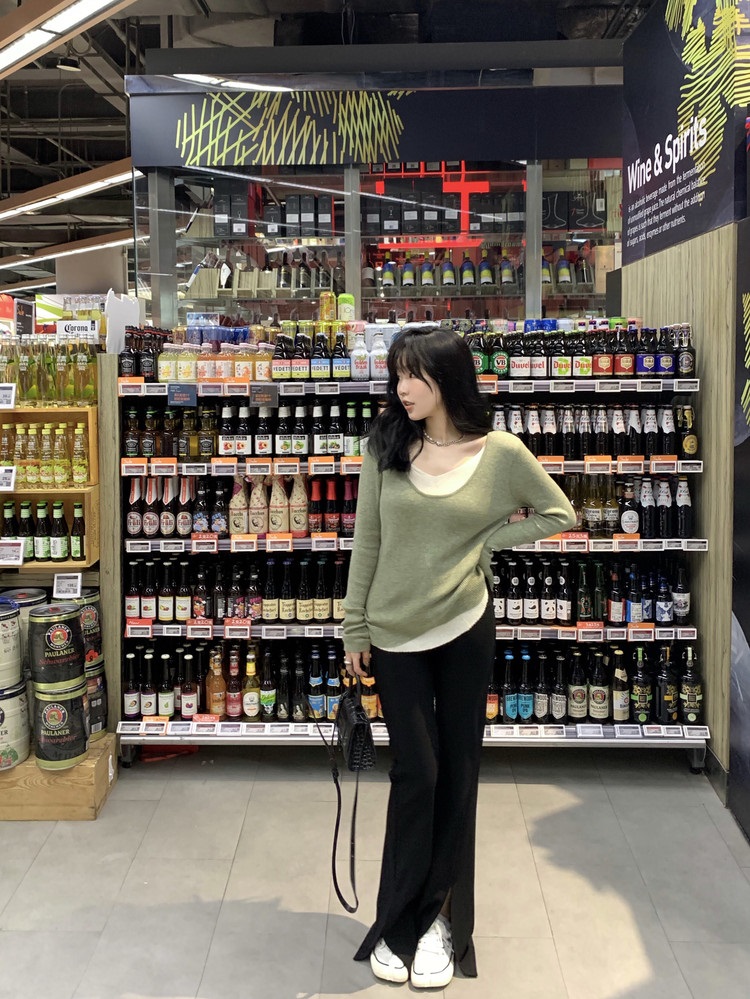 配色レイヤード調Vネックリブニット | 詳細画像4