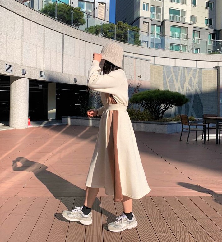 裏起毛配色ラグランフレアスウェットワンピース | 詳細画像4
