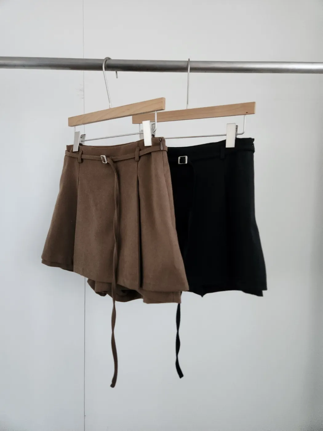 ベルト付ウール混キュロットショートパンツ | 詳細画像1