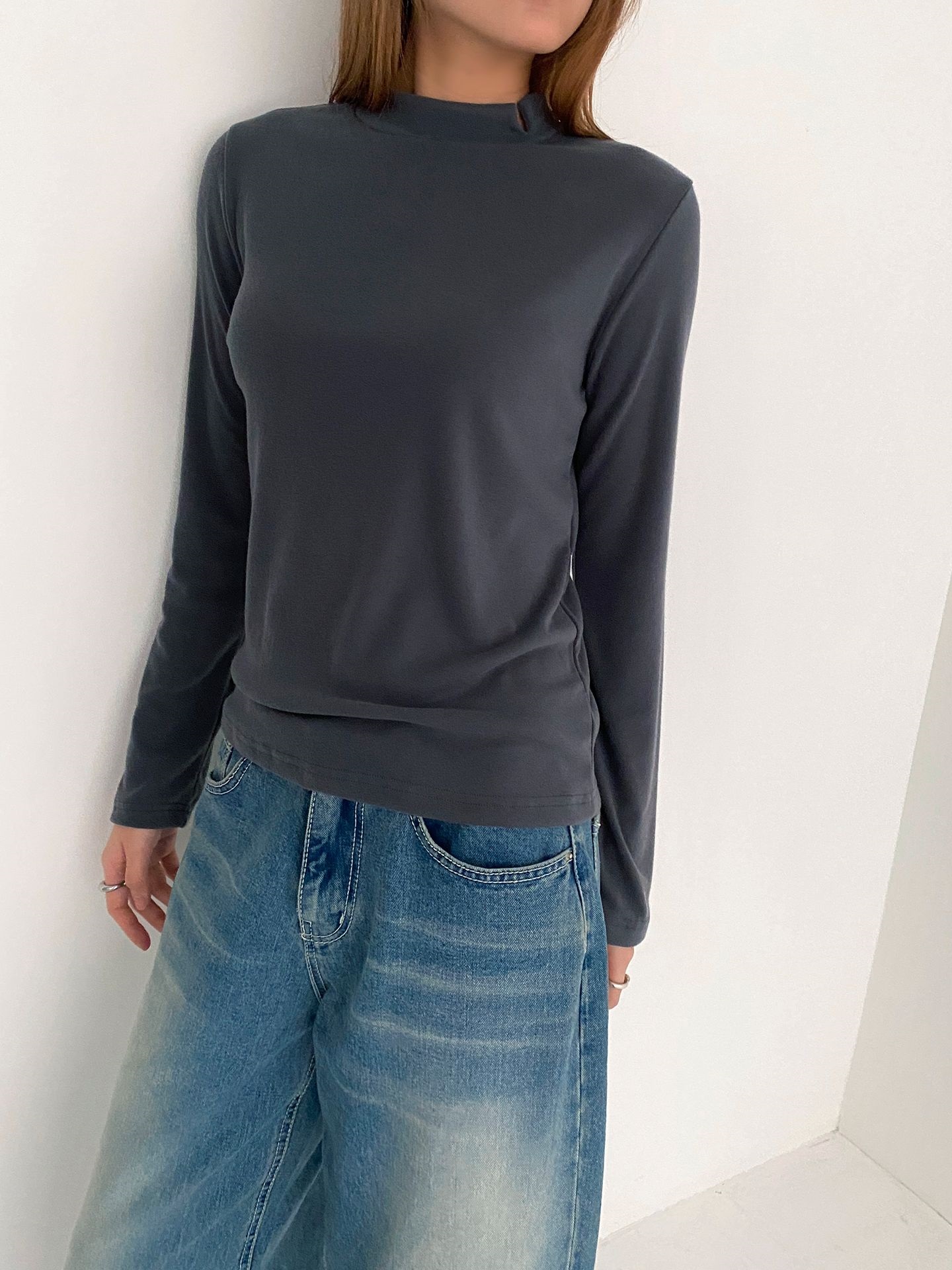 モックネック長袖Tシャツ | 詳細画像7