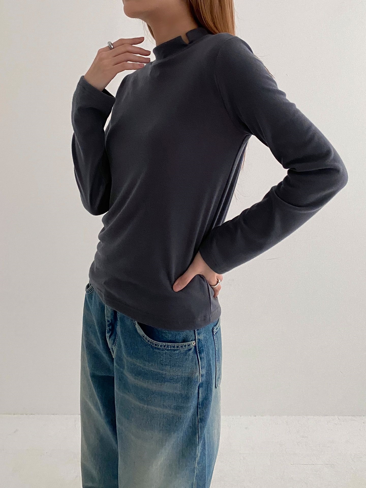 モックネック長袖Tシャツ | 詳細画像10